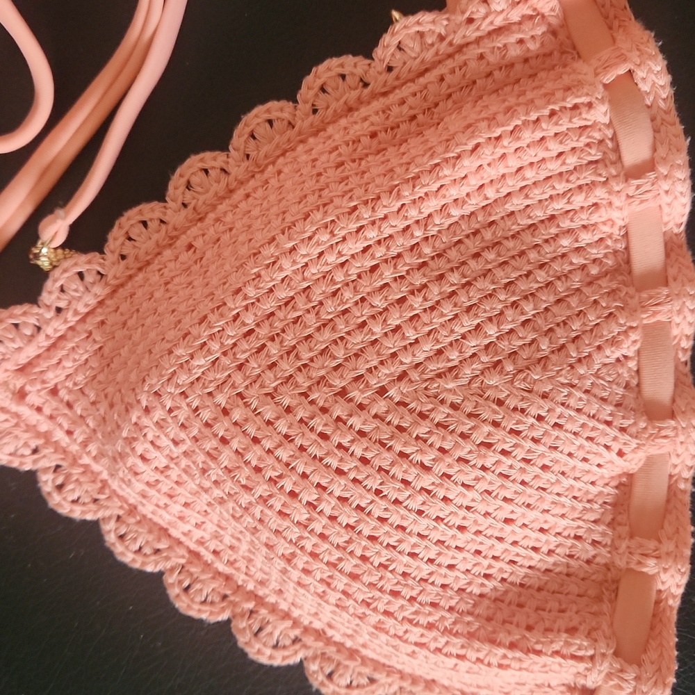 Victoria's Secret Coral Crochet Bikini Set - Picture 4 of 5